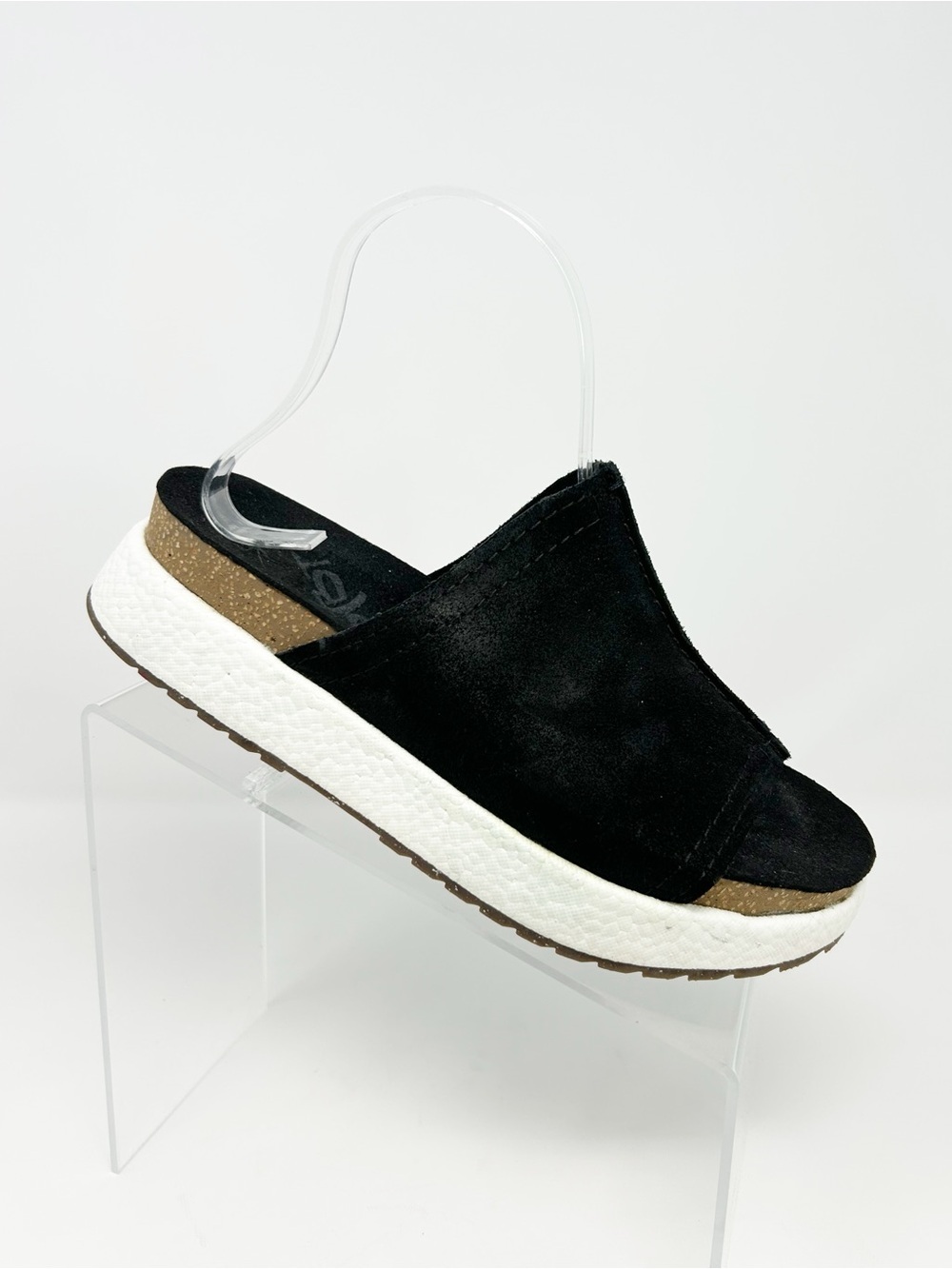 OTBT Wayside Slide Sandals Womens Black Platform Wedge Open Toe Comfort Size 8